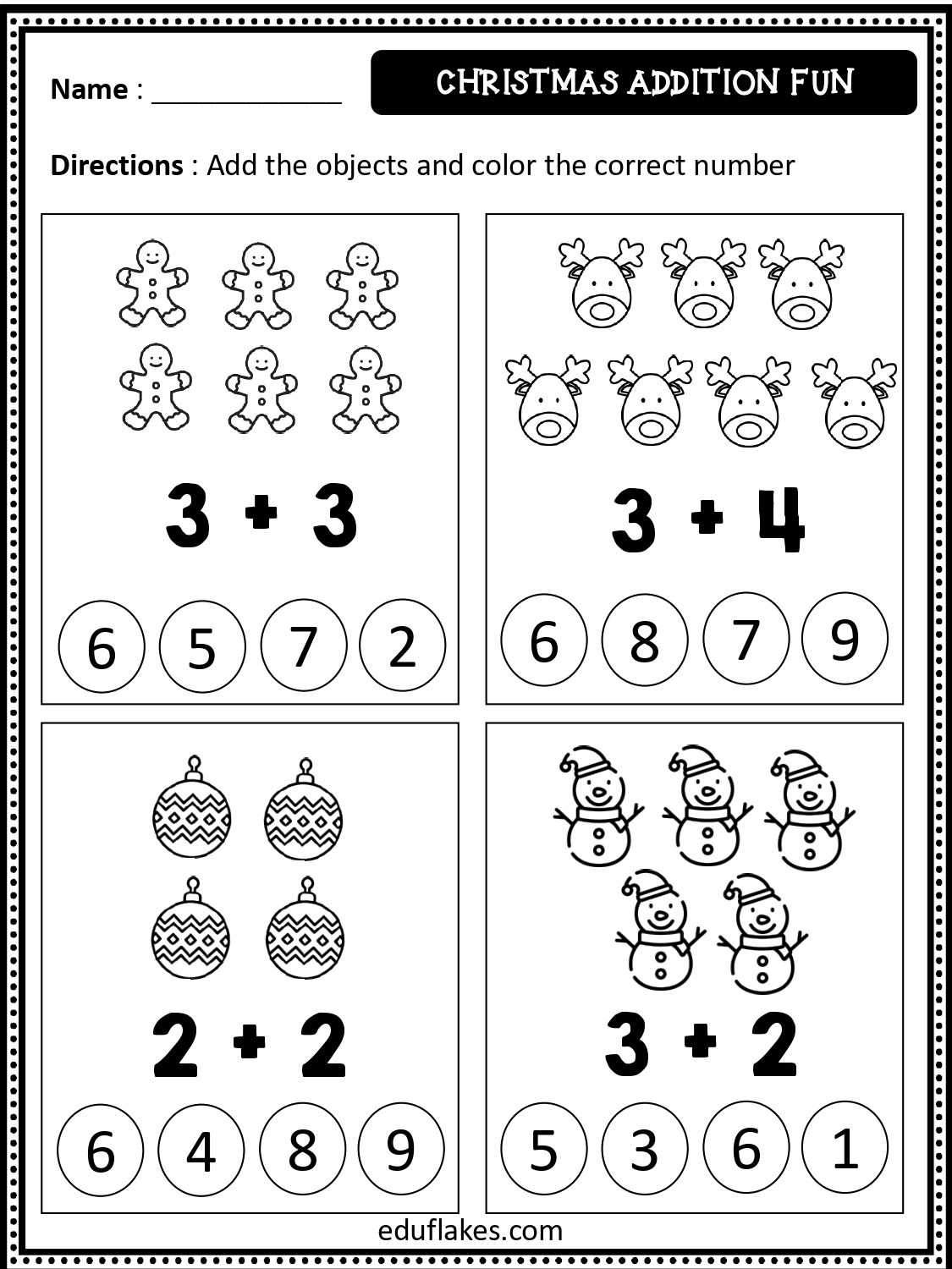 free christmas math worksheets for kindergarten - eduflakes